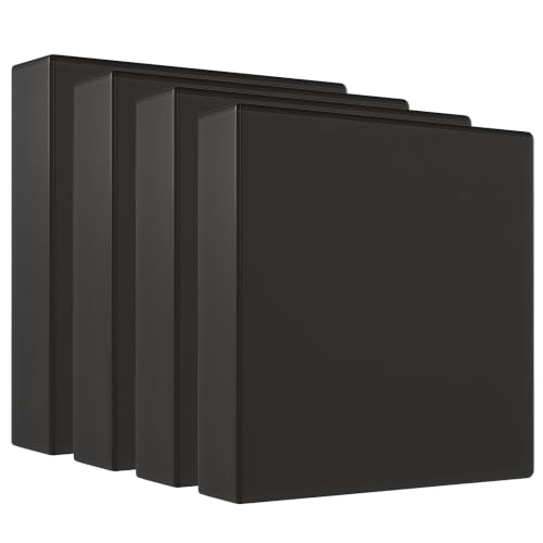 Staples 2" 3-Ring View Binder, Black, 4/Pack - color: Black, size: 4 Pack, style: 2'' Inch