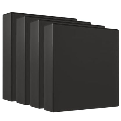 Staples 2" 3-Ring View Binder, Black, 4/Pack - color: Black, size: 4 Pack, style: 2'' Inch