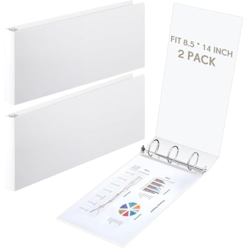 2 Pcs 8.5'' x 14'' Landscape 3 Ring Legal Size Binders 0.5 Inch Round Ring Binders Heavy Duty Economy Holds 8.5 '' x 14'' Paper for Artwork Blueprints, Office, Home, Work Places (White) - color: Black, size: 0.5 Inch