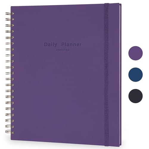 AuroPlanner Undated Daily Planner Notebook 8.5x11 Hourly Schedule Purple | office & student planning, 180 pages 100 GSM cream white paper hardcover spiral bound notebook, 2026-2028 reference calendar - color: Indigo