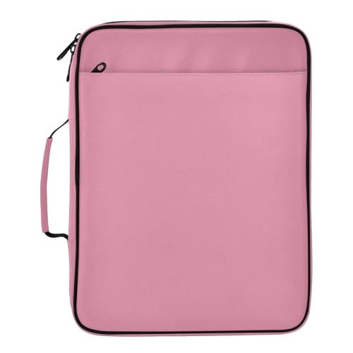 Pink Pattern 3 Ring Zipper Binder for Office School High Capacity Document Organizer 1.2 Inch Portfolio Case Holds 500 Sheets Binder Organizer for Adults Kids - color: Pink