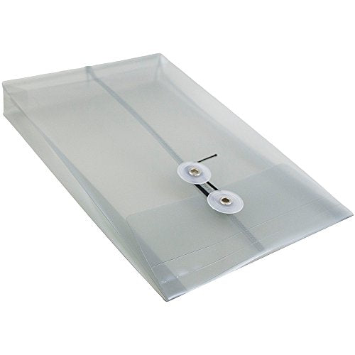 JAM PAPER Plastic Envelopes with Button & String Tie Closure - 6 1/4 x 9 1/4 - Smoke Grey - 12/Pack - color: Grey, size: 6 x 9