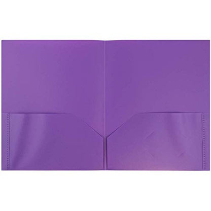 JAM PAPER Plastic 2 Pocket POP Folders - Durable School Folders - Purple - 6/Pack - color: Purple, size: 6 Per Pack