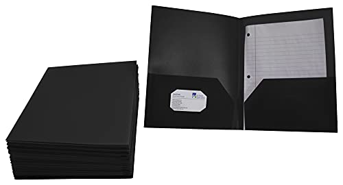 School Smart 2-Pocket Poly Folders, Black, Pack of 25 - color: Black, style: No Fasteners