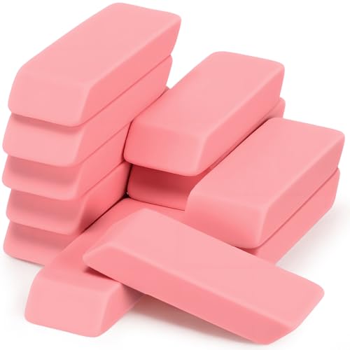 12 Count Light Pink Pencil Erasers Rectangular Rubber Eraser Bulk for Bag Supplies Gift Teacher Student - color: Light Pink