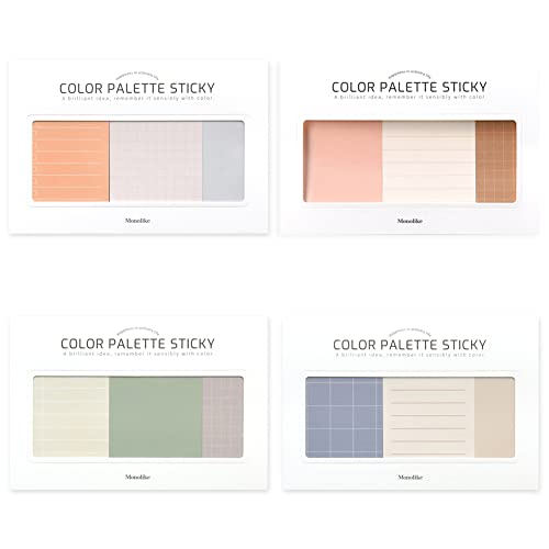 Monolike Color Palette Sticky Plan 30p B Set 4P - Self-Adhesive Memo Pad 30 Sheets - color: Plan 30p B