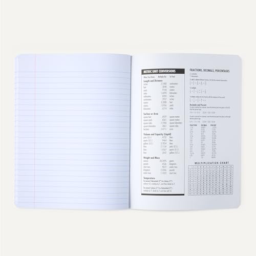 Amazon Basics Composition Notebook, Wide Ruled, 100 Sheets, 9.75" x 7.5", Marble Black, Sturdy Cover with Conversion Charts, for School, Home, and Office Use, 4-Pack - color: Marble Black, size: Wide Ruled,4-pack