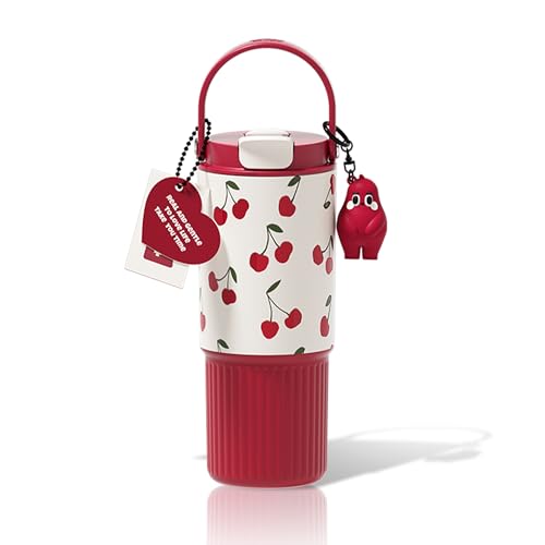 26oz Insulated Water Bottle with Straw & Spout Dual Lid, 316 Stainless Steel Tumbler, 100% Leakproof Vacuum Flask, Vibrant Cherry Red Aesthetic Coffee Cup, Travel & Gym Ready - color: Cherry Red