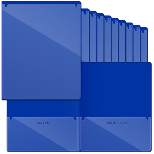Henoyso 24 Pcs Folders with Pocket School to Home Folder Heavy Duty 2 Pocket Homework Folders with Clear Front Pockets for School Students Parent Teacher Communication (Dark Blue) - color: Dark Blue