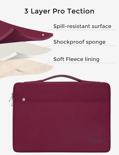 DOMISO 13.3 inch Laptop Case Sleeve Protective Cover Compatible with 14 inch MacBook Pro M4 M3 M2/MacBook Pro Max,13-13.3 inch Dell,Lenovo, HP,Waterproof Computer Cases Bag with Handle,Wine - color: Wine, size: 14" for MacBook Pro