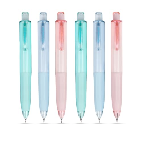 Retractable Gel Pens, Black Ink Gel Pens Fine Point 0.5mm, Pocket Pen, Fast Dry, Gel Ink Pens, Short Pens for Journaling Fine Tip Pens(Pack of 6pcs)