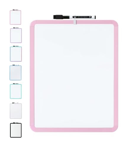 Mr. Pen- Dry Erase Board, 14” x 11” with a Black Dry Erase Marker | Pink Frame, Small Mini White Board for Students, Fridge, Wall, Locker, Includes Double Sided Tapes - color: Pink