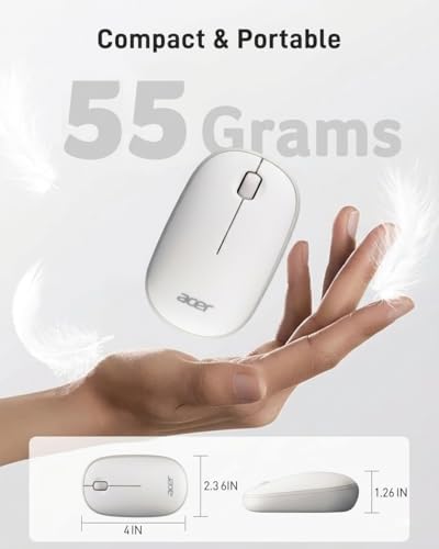 Acer Computer Mouse Wireless, 2.4G Slim USB Wireless Mice with USB-A Receiver, 1600 DPI Optical, Laptop Mouse with Plug and Play for Right/Left Handed Users (for Chromebooks, Windows PC & Mac) White - style: Bubble mouse, white