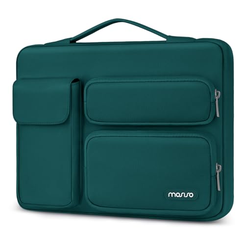 MOSISO 360 Protective Laptop Case 13.3 inch, 13-13.3 inch Laptop Sleeve | Compatible with MacBook Air/Pro 13 / Pro 14, HP Dell ASUS Lenovo,Side Open Bag with 2 Raised&1 Flapover Pockets, Teal Green - color: Teal Green, size: 13.3 inch