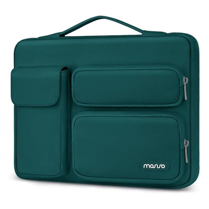 MOSISO 360 Protective Laptop Case 13.3 inch, 13-13.3 inch Laptop Sleeve | Compatible with MacBook Air/Pro 13 / Pro 14, HP Dell ASUS Lenovo,Side Open Bag with 2 Raised&1 Flapover Pockets, Teal Green - color: Teal Green, size: 13.3 inch