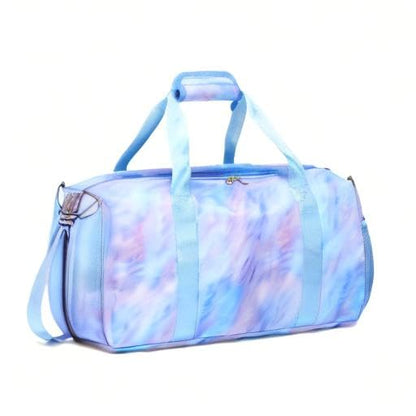 Jumpopack Dance Bag Girls Duffle Bags Teen Sports Gym Bags Weekender Sleepover Overnight Bag with Shoe Compartment and Wet Pocket - color: Purple Blue