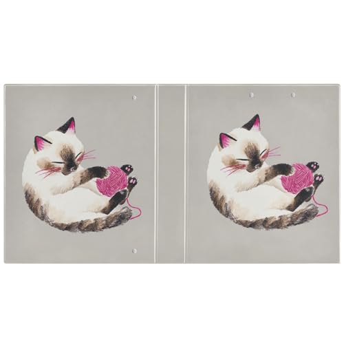 Fustylead Naughty Siamese Cat 3 Ring Binder, D-Rings 1.5" Hardcover Folder, Fits 200 Sheets of A4 Paper, Durable Clipboard & Clean View with Inside Pockets for School Home Office - size: 12.4x10.63x2.36 Inch-1 Pack