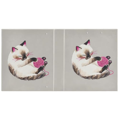 Fustylead Naughty Siamese Cat 3 Ring Binder, D-Rings 1.5" Hardcover Folder, Fits 200 Sheets of A4 Paper, Durable Clipboard & Clean View with Inside Pockets for School Home Office - size: 12.4x10.63x2.36 Inch-1 Pack