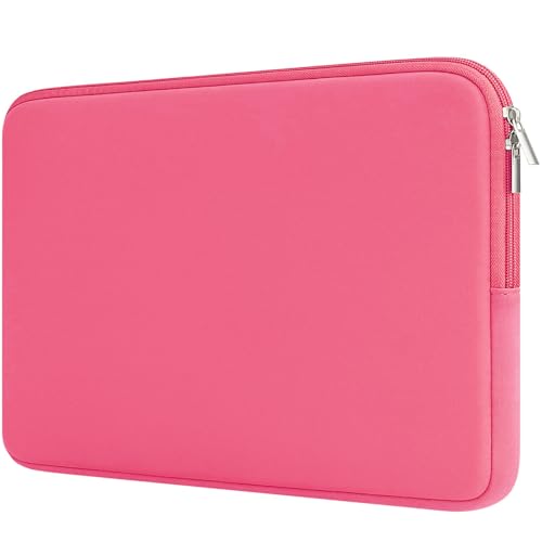 RAINYEAR Laptop Sleeve Case Compatible with 13.3 Inch Notebook Computer Tablet Chromebook 14" MacBook Pro/Max M1 M2 M3 M4 M5 Soft Cover Protective Case Carrying Bag (Bright Pink, Upgraded Version) - color: Bright Pink(upgraded Version), size: 13"-13.3"