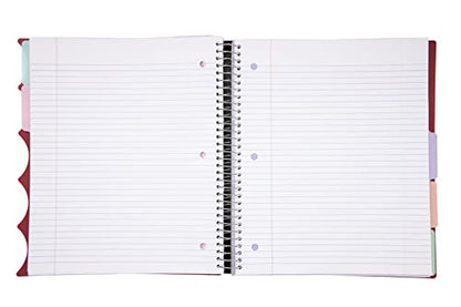 Mintra Office Durable PREMIUM Spiral Notebook (Chili Oil, 5 Subject (8.5in x 11in)) - color: Chili Oil, size: 5 Subject (8.5in x 11in)