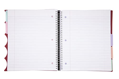 Mintra Office Durable PREMIUM Spiral Notebook (Chili Oil, 5 Subject (8.5in x 11in)) - color: Chili Oil, size: 5 Subject (8.5in x 11in)
