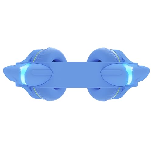 Riwbox CF9 Kids Bluetooth Headphones Cat Ear with LED Light Up,Safe 85dB Volume Limit,Built-in Mic&Boom Mic for Calls,Kids Wireless&Wired Headphones for Tablet/Airplane/School/Online Learning - color: Blue Green