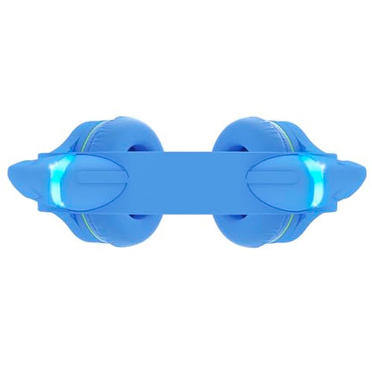 Riwbox CF9 Kids Bluetooth Headphones Cat Ear with LED Light Up,Safe 85dB Volume Limit,Built-in Mic&Boom Mic for Calls,Kids Wireless&Wired Headphones for Tablet/Airplane/School/Online Learning - color: Blue Green