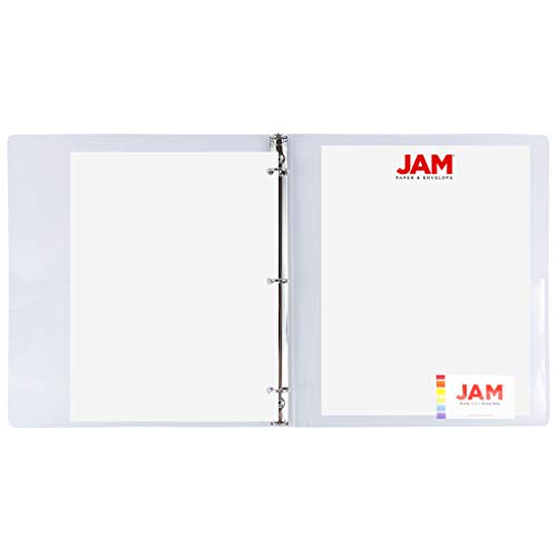 JAM PAPER Plastic 0.75 inch Binder - American Flag Clear 3 Ring Binder - Sold Individually - color: United States Flag, size: 0.75 inch