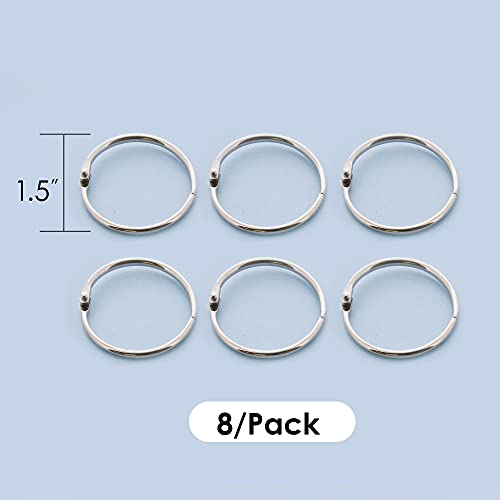 BAZIC Loose Leaf Binder Ring 1.5", Book Rings Binder Rings, Nickel Plated Steel Metal Ring for Flash Cards, Index Card, Keychain (8/Pack), 1-Pack