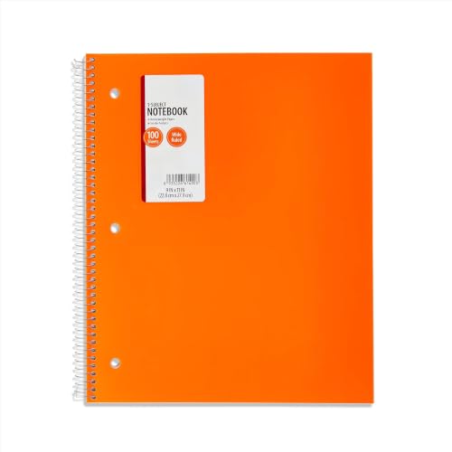 Orange Wide-Rule Single-Subject Notebook, 100 Pages (4-Pack) | School & Work Use, Wide Browser, Single Subject, Home Use