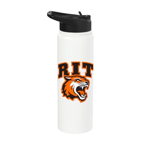 Rochester Institute of Technology RIT Tiger Stacked Logo Stainless Steel Insulated Water Bottle - color: White