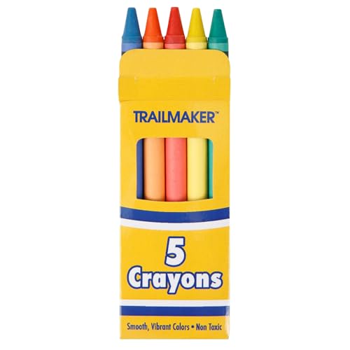 Trail maker Bright Wax Crayons – 96 Pack, 5 Per Box Mini Crayons for Kids, Party Favors, Toddler & Kids Ages 4-8, Bulk Art Supplies for Classrooms & Parties (480 total) - color: 96 Pack