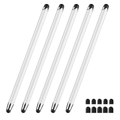 Stylus(5 PCS),Stylus Pen for Touchscreen,High Sensitivity Rubber Tip,White | Universal Stylus,2-in-1 Tip,Touch Screens of iPhone/iPad/Android Tablets and Any capacitive touchscreen - color: 5PCS White