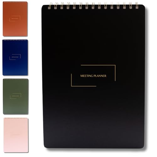 | Meeting Notebook for Work | 8.25" x 11.75" | Project Planner | Simple Design | Multiple Layouts | Office and Business Planner (Black, Meeting Planner - Portrait) - color: Black, size: Meeting Planner - Portrait