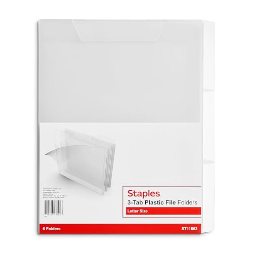 Staples Translucent Poly File Folders, Letter Size, Clear Durable Plastic, 6/Pack - color: Translucent Clear