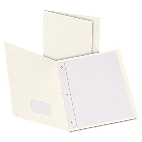 Oxford Two-Pocket Folders w/Fasteners, White, Letter Size, 25 per Box (57704) - color: White, size: 25 Count