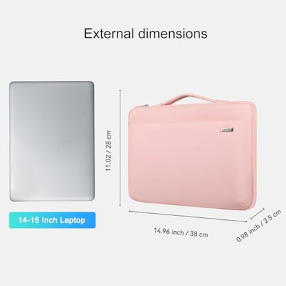 LANDICI 360°Laptop Sleeve Case 14 15 Inch Compatible with MacBook Air 15 M2/M3/M4 2022-2025, MacBook Pro 15, Hp chromebook 14, Waterproof Computer Bag Cover with Handle, Pink - color: Light Pink, size: 14-15 inch