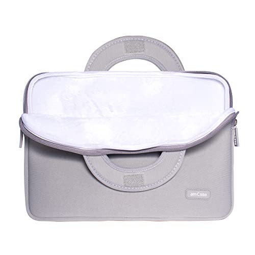 amCase Chromebook Case/Carry Sleeve with Handle-Black (11.6-12 inch, Grey) | Travel laptop bag - color: Grey, size: 11.6 to 12 inch