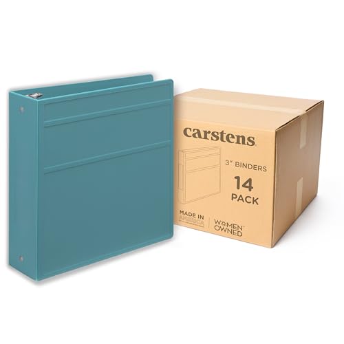 Carstens 3-Inch Heavy Duty 3-Ring Binder - Side Opening, Powder Blue, Durable Plastic, Precision No-Gap Rings, Waterproof Cover, No Pockets, Holds 400 US Letter Sheets, BPA-Free, Made in USA (1744-3R) - color: Light Blue, size: Case of 14