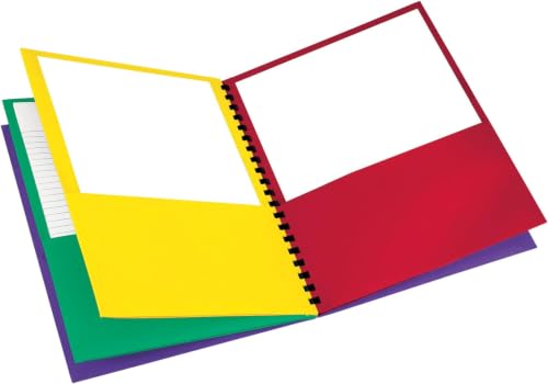 Oxford 8Pocket Organizer,Letter Size Folder with Plastic Comb Binding,Great for School Subjects,Assorted Colors (Red,Green,Yellow,Purple),For 8-1/2x11 Inch Papers,200 Sheet Capacity(99656)(Pack of 12) - size: 8-1/2" x 11" (Pack of 12)
