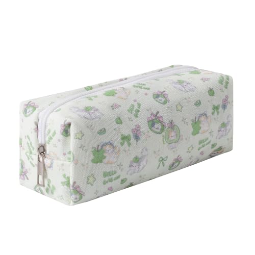Large Capacity Canvas Pencil Case for Students Cute Aesthetic Pen Pouch Stationery Organizer Bag for School Portable Makeup Bag for Daily Use Kawaii Pencil Box for Girls Teens Kids (Canvas-L) - color: Canvas-L