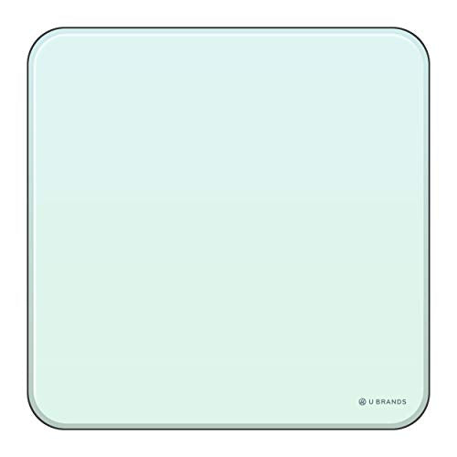 U Brands Magnetic Cubicle Glass Dry Erase Board, 12" x 12" Inches, White Frosted Surface, Frameless (2343U00-04)