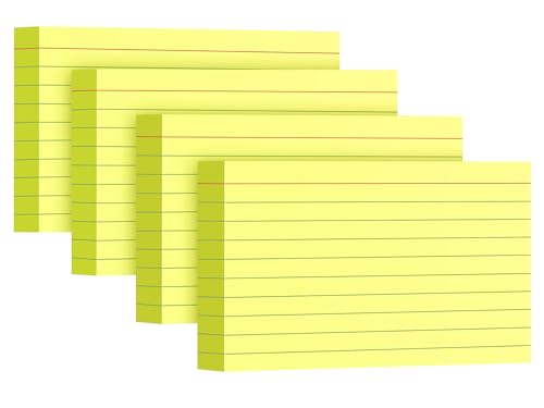 YIZUUN Yellow Index Cards 3x5, 200 Pack, Ruled Index Cards, Flash Cards for Studying, Heavy Note Cards for Office, Home and College, 4 Packs of 50 - color: Yellow, size: 3 x 5