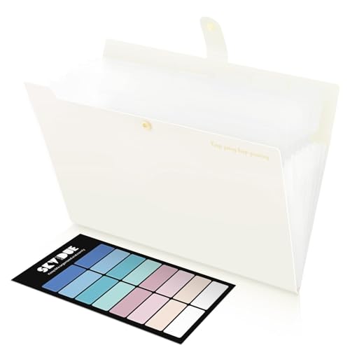SKYDUE Accordion File Organizer, Expanding File Folder with 8 Pockets, Portable Document Paper Organizer, Letter/A4 Size Filing Folder，School Office Supplies Hospital Bag Essentials Cream - color: Cream