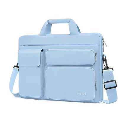 MOSISO Laptop Shoulder Bag 15.6 inch, 15-15.6 inch Computer Bag | Compatible with MacBook Pro 16 inch, HP, Dell, Lenovo with 2 Raised&1 Flapover&1 Horizontal Pocket&Handle&Belt, Airy Blue - color: Airy Blue, size: 16 inch