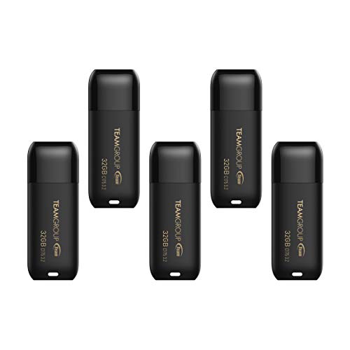 TEAMGROUP C175 32GB 5 Pack USB 3.2 Gen 1 (USB 3.1/3.0) Flash Thumb Drive, External Data Storage Memory Stick Compatible with Computer/Laptop Matte Black TC175332GB21 - size: 32GB (5-Pack)