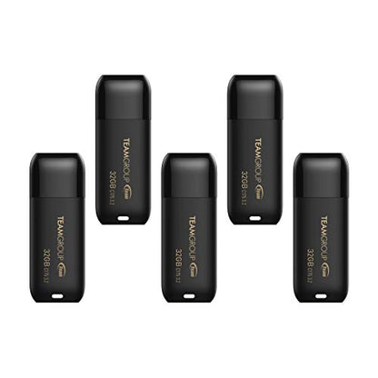 TEAMGROUP C175 32GB 5 Pack USB 3.2 Gen 1 (USB 3.1/3.0) Flash Thumb Drive, External Data Storage Memory Stick Compatible with Computer/Laptop Matte Black TC175332GB21 - size: 32GB (5-Pack)