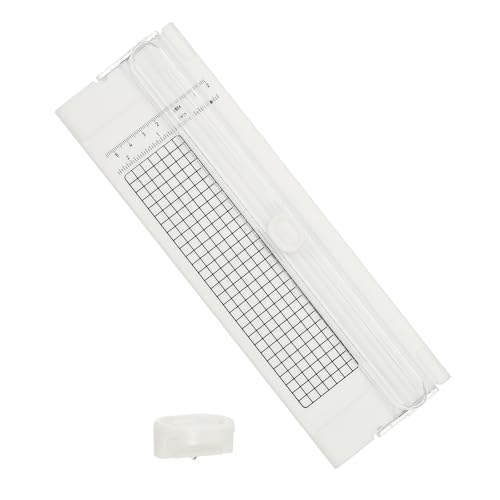 PATIKIL Paper Cutter Trimmer, A4 Straight Small Portable Paper Slide Paper Slicer with Safe-Guard for Craft Cardstock Label Card, Scrapbook Photo, White, with 1 Blade - color: White