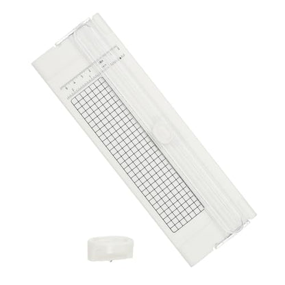 PATIKIL Paper Cutter Trimmer, A4 Straight Small Portable Paper Slide Paper Slicer with Safe-Guard for Craft Cardstock Label Card, Scrapbook Photo, White, with 1 Blade - color: White