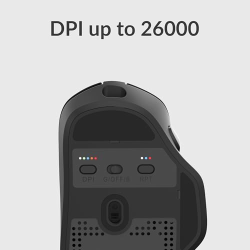 Keychron M7 Wireless Computer Mouse, 26K DPI Optical Computer Mouse, 2.4 GHz/Bluetooth/Wired with Macro Button 63g Lightweight Ergonomic, Up to 70 Hours Worktime for Laptop macOS/Windows - Black - color: Black, style: 1K Polling Rate